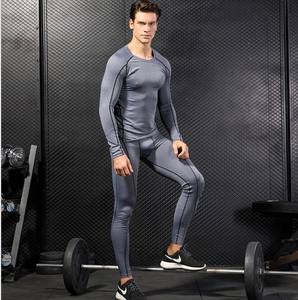 Conjunto de compresión de manga larga con estampado de LICRA elástica de alta calidad que absorbe la humedad personalizado para hombres - Product Image 6