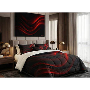 Edredón Reversible Moderno con Estampado de Ondas de Obsidiana, Relleno de 0.75, Lavable a Máquina, para Uso Doméstico y Hoteles - Product Image 1