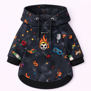 Sweat-shirt à capuche pour chien Rock And Roll avec imprimé graphique, en polaire doux, confortable et chaud, pour l'hiver - Product Image 4