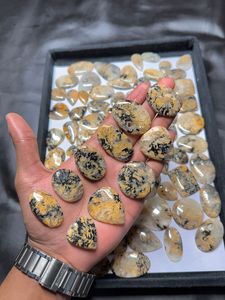 อะซูไรต์ชัตต์ต์ไคต์คุณภาพสูง เกรด AAA หินธรรมชาติทรงหลังเบี้ย ขายส่งจำนวนมาก สำหรับทำเครื่องประดับ - Product Image 2