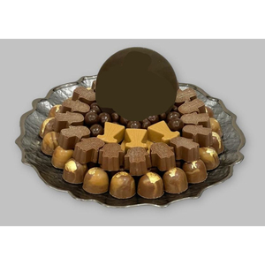 Bol de service à chocolat design antique en métal doré de qualité supérieure avec support noir pour dessert - Product Image 2