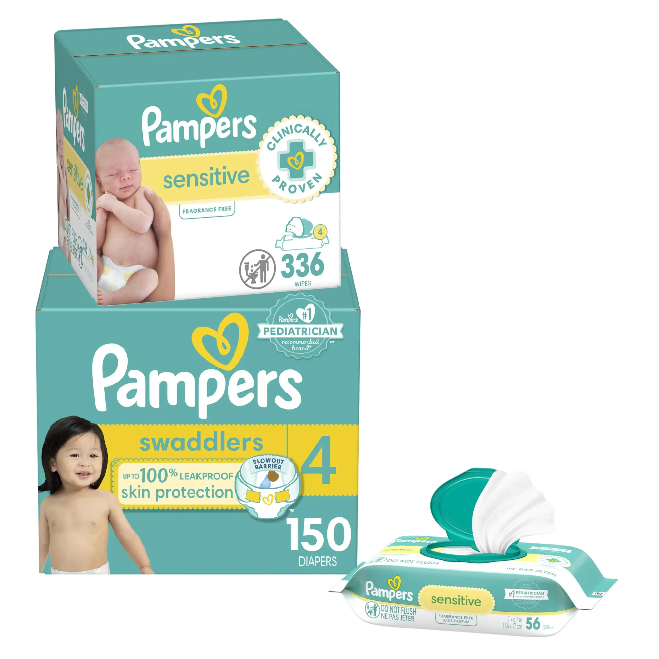 Pañales Pampers Swaddlers-Tamaño 4, suministro para un mes (150 unidades), pañales desechables ultrasuaves para bebés