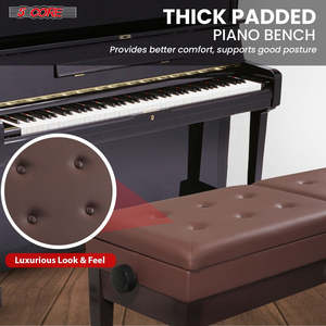 5 Core Duet Piano <b>Bench</b> 3.5 Inch Padded <b>Cushioned</b> Stool Wooden Heavy Duty Musician Chair w Storage - Product Image 5