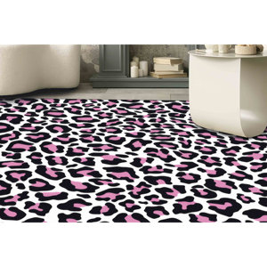 Pink Leopard Print <b>Chenille</b> <b>Rug</b>: Modern Front Door Mat - Product Image 1