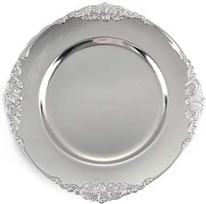Plaque de chargeur de conception moderne de haute qualité plaquée argent, de qualité supérieure pour les fêtes de mariage, plaque de chargeur en métal à bas prix - Product Image 1