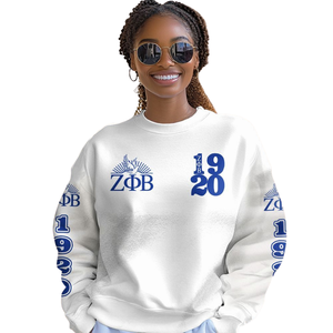 Zeta Phi Beta Sorority Greek Letter Crewneck Sweatshirt Women Blue 1920 Embroidered <b>Fleece</b> Pullover - Product Image 4