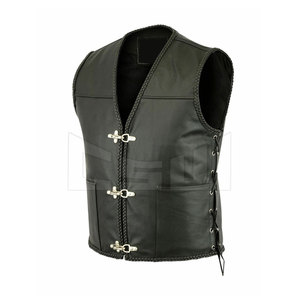 Chaleco de cuero auténtico para hombre, sin mangas, a la moda - Product Image 6