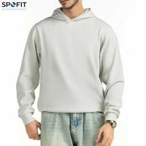 Custom Logo Embroidered Heavyweight 100% <b>Cotton</b> Fashion Streetwear Cropped Quarter-Zip Hoodies Men <b>Raw</b> Hem Winter - Product Image 1