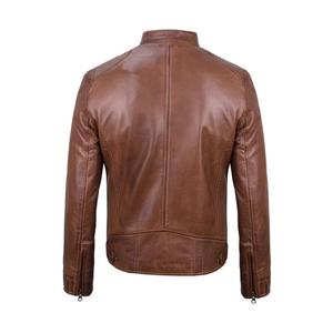 C'est une veste de motard en cuir d'agneau véritable noir DECIMAL pour homme - Product Image 3