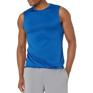 Débardeurs pour hommes imprimés sur mesure teints unis coton vierge polyester séchage rapide vêtements de sport respirants Gym Fitness débardeurs pour hommes OEM - Product Image 4