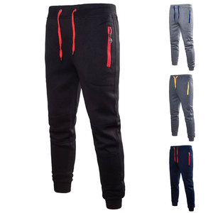 Joggers de fitness en toile à taille haute pour hommes Nouveau pantalon de survêtement en coton pour le sport et la course Poches à fermeture éclair Long Gym Training - Product Image 1