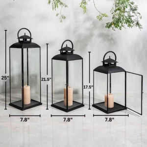 เชิงเทียนแก้วเหล็ก/กรอบโลหะทำด้วยมือรูปทรงเสาด้านบนในร่ม/กลางแจ้งตกแต่งสวนบ้าน1สีดีไซน์เนอร์ที่ทันสมัย - Product Image 5