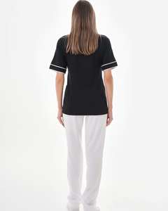 100% ensembles de gommages d'hôpital à col en v de qualité supérieure deux poches avant taille élastique pantalon tissé vêtements d'été - Product Image 2