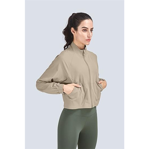 Wholesale Women's Athletic Running <b>Yoga</b> Gym Track Zip up Cropped <b>Jackets</b> - Product Image 3