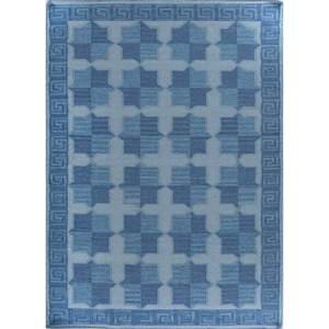 พรมขนสัตว์ขนาดใหญ่ Alhambra สีน้ำเงิน 9x12 ฟุต ทอแบบเรียบ ลายเรขาคณิต สำหรับห้องโถง รูปทรงสี่เหลี่ยมผืนผ้า ลายปะติดปะต่อ-ADWL-13171 สำหรับใช้ในบ้าน - Product Image 1