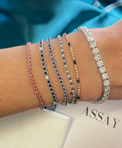 Bracelet de tennis en saphir bleu taille ronde en argent sterling 925 Bracelet en diamant naturel pour bijoux de mode pour femmes - Product Image 5