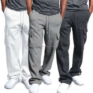 <b>Men</b> Cargo Pants Loose Drawstring Sweatpants Pockets S-4XL Sports Straight Trousers Jogging Rivet Embroidery 100% Cotton - Product Image 6