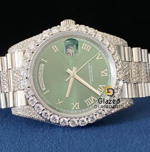 Reloj Moissanite Iced Out para hombre, corte redondo, VVS D, diamantes incoloros, esfera de cristal, ventana, mejora el estilo Hip Hop - Product Image 4