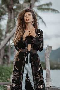 2022 Summer New Women Custom Apparel Floral Embroidered 100% Cotton Kimono <b>Cardigan</b> Half Sleeves Kimono - Product Image 2