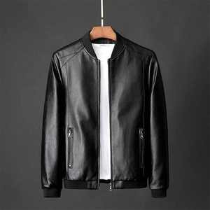 Chaquetas de cuero para hombre de talla grande de invierno, chaqueta informal de piel sintética con cremallera de Color sólido para hombre - Product Image 1