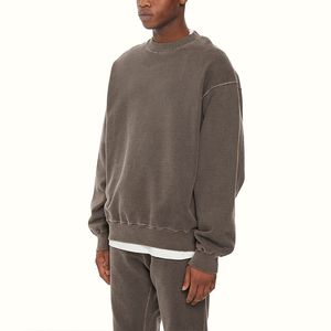 Sweat-shirt à capuche en molleton long à col rond pour homme, coupe classique, en polyester/coton, écologique, pour l'hiver, avec épaules tombantes, OEM - Product Image 2