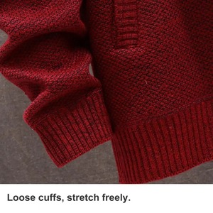 Manteau à capuche pour hommes, tricoté en blocs de couleurs, automne hiver, cardigan chaud avec doublure en peluche épaisse pour le bureau. - Product Image 4