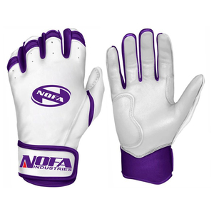 Guantes de Bateo de Cuero Negro/Blanco NOFA INDUSTRIES, Cierre de Hebilla Ambidiestro, Acolchados, Duraderos, para Entrenamiento de Béisbol, Unisex, Adulto - Product Image 2