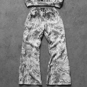 Custom Two-Piece Set For Men Heavyweight Zip Hoodie Cargo Pants Off-Road Style Camo Outdoor Hunting Sweatsuit Front Streetwear - Product Image 4