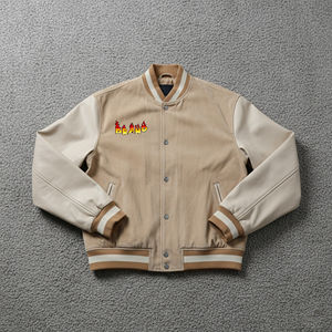 Veste d'hiver hip hop en laine de qualité supérieure pour hommes avec manches en cuir chaudes Vente en gros - Product Image 6