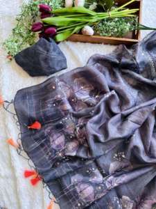 Nouveau 2024 dernière tenue de créateur Style moderne meilleur saree en soie Tussar avec broderie travail femme fabrication de mode de l'Inde - Product Image 4