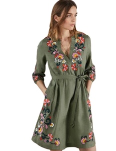 Atractivo y Lujoso Vestido Maxi con Bordado Floral, Estilo Bohemio, para Mujer, Vestido Mini Mexicano para Eventos Nocturnos - Product Image 1