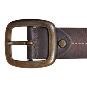 Hombres Casual Top Grain Hide Brown Oil pullup Cinturón de cuero Sólido - Product Image 2