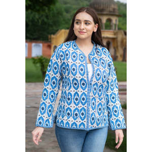 Handmade Cotton Quilted <b>Jacket</b> Reversible Varsity Style Floral XL Hooded <b>Suede</b> Nylon Sustainable Outerwear for Spring Autumn - Product Image 5