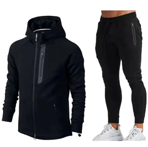Wholesale Men Custom Logo OEM Slim Fit Jogging Wear Breathable Zipper Hooded Tracksuit for Men - Product Image 3