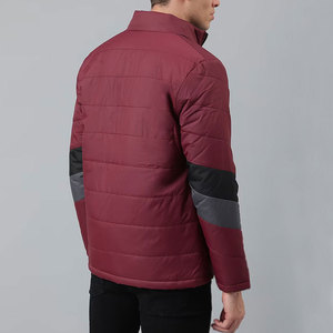 Vestes d'hiver matelassées personnalisées pour hommes, col montant, imperméables, à capuche, avec logo imprimé sur le devant, 100 % polyester, vente en gros - Product Image 2
