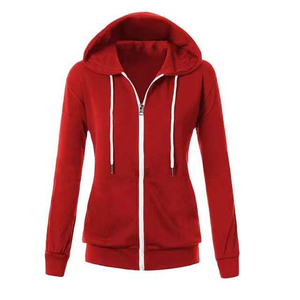 Sudadera con capucha de mujer OEM color personalizado superventas Sudadera de alta calidad con cremallera de manga larga informal de punto sólido sudaderas con capucha para mujer - Product Image 5