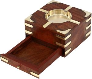 ที่เขี่ยบุหรี่ไม้แบบกำหนดเองสไตล์วินเทจสำหรับงานหนักและทนทานบนโต๊ะสำหรับบ้านสำนักงานและอื่นๆ - Product Image 3