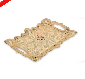 Bandeja de servicio de aluminio y metal con acabado plateado de aspecto increíble para restaurante y bar de hotel - Product Image 2