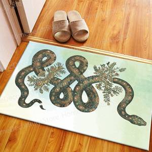 Alfombra con Estampado de Serpiente Floral - Alfombra Moderna con Diseño Animal, Alfombra de Chenilla - Product Image 1
