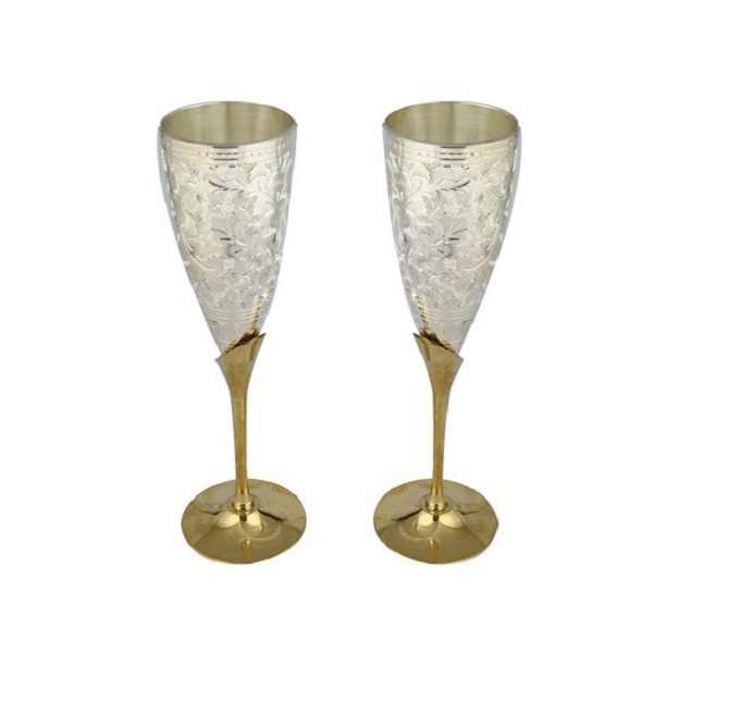 Better Quality Indian Made Pure Brass Water Glass Top Quality Wine Glass Goblet for Wedding Use