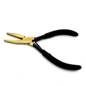 <b>Flat</b> <b>Nose</b> Hair Extension <b>Pliers</b> Custom Logo Black Gold Stainless Steel Multi Functional Hair Extension Tools - Product Image 1