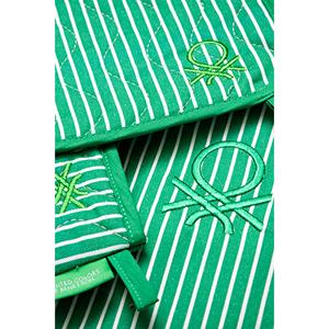 Be-28454-Gr Ensemble de cuisine 100% coton rayé vert 17*30 cm-20*20 cm (gants et protège-plat) - VERT - Product Image 3