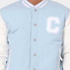 Chaqueta acolchada de baloncesto Unisex de diseño superior, chaquetas de béisbol con cuello con capucha de cuero de lana de calidad superior - Product Image 4