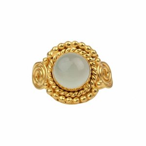 Nueva llegada 18K chapado en oro 8mm piedra lunar blanca Natural sólido 925 plata esterlina Boho Simple anillo de piedras preciosas elegante joyería fina - Product Image 2