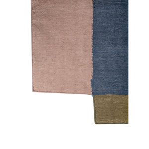 Large Area Pink & Purple Geometric Wool <b>Rugs</b> ADWL-1309 10mm Thick Viscose <b>Boho</b> Style for Home Hallway Rectangle Checkers Design - Product Image 4