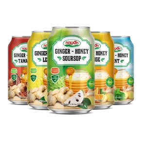 Nawon saludable 330ML jugo de fruta lata jengibre miel puré Vietnam HALAL OEM Etiqueta Privada bebida proveedor al por mayor a granel - Product Image 1