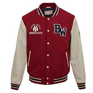 Chaquetas para Hombre, Chaqueta Universitaria de Béisbol, Chaqueta Letterman, Cuerpo de Lana, Mangas de Cuero, Botones a Presión, Ropa de Abrigo de Invierno - Product Image 2