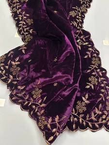 Designer Pure Soft Silk <b>Saree</b> in <b>Purple</b> Color with Beautiful Embroidery Work Sequence Border Pakistani Style for Wedding Parties - Product Image 4