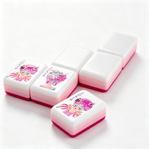 Tuiles de Mahjong dégradées roses avec motif de fille mignonne, ensemble de tuiles de Mahjong américaines en acrylique pour 4 joueurs, style classique - Product Image 1