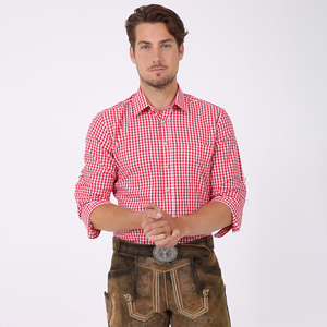 Nuevo estilo tradicional alemán camisa de hombre patrón a cuadros 100% algodón Oktoberfest Lederhosen Trachten otoño temporada cuerno botón - Product Image 5